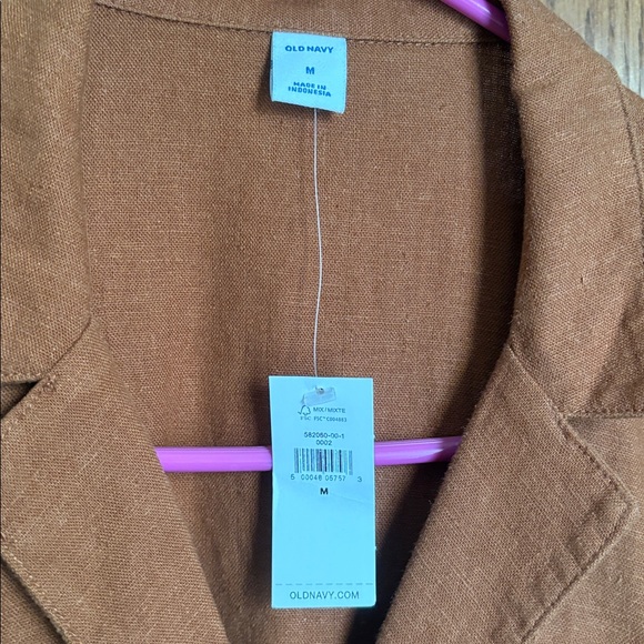 NWT Old Navy Waist-Defined Linen-Blend Tie-Belt Shirt Dress - Picture 2 of 7